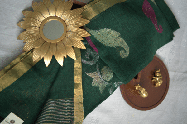 Pure Linen Saree PLPGM12 - Image 4