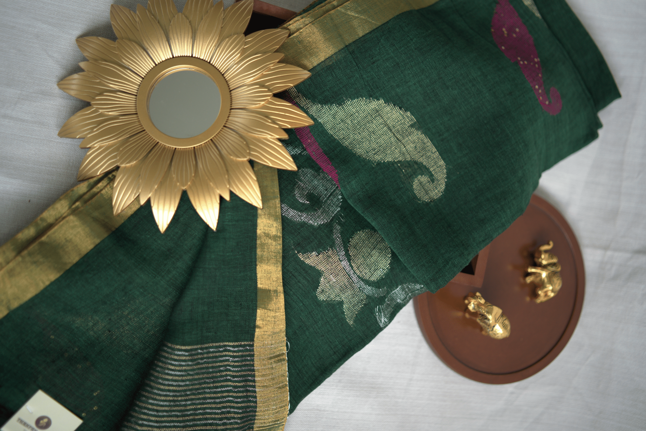 Pure Linen Saree PLPGM12 - Image 4