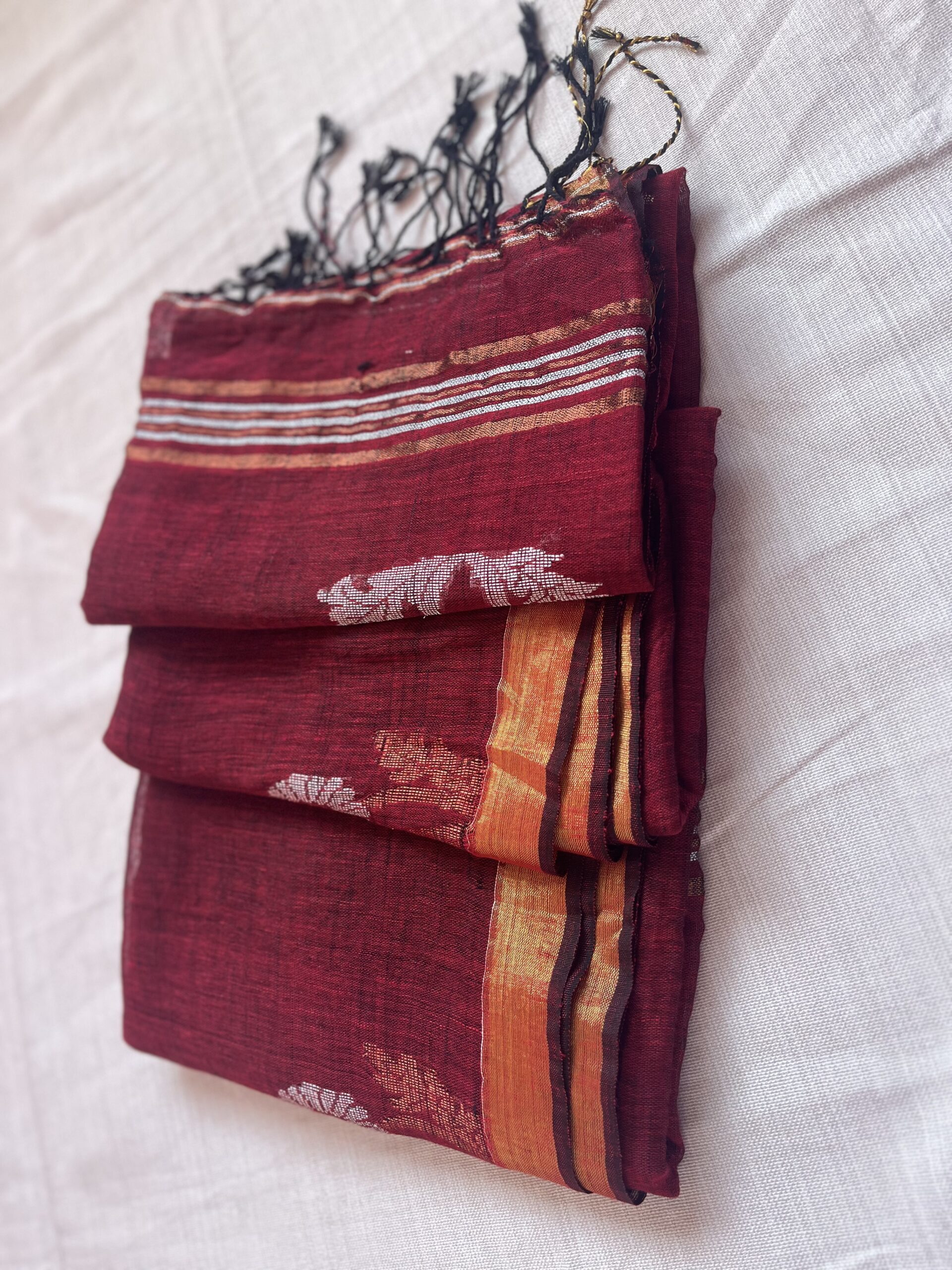 pure linen saree