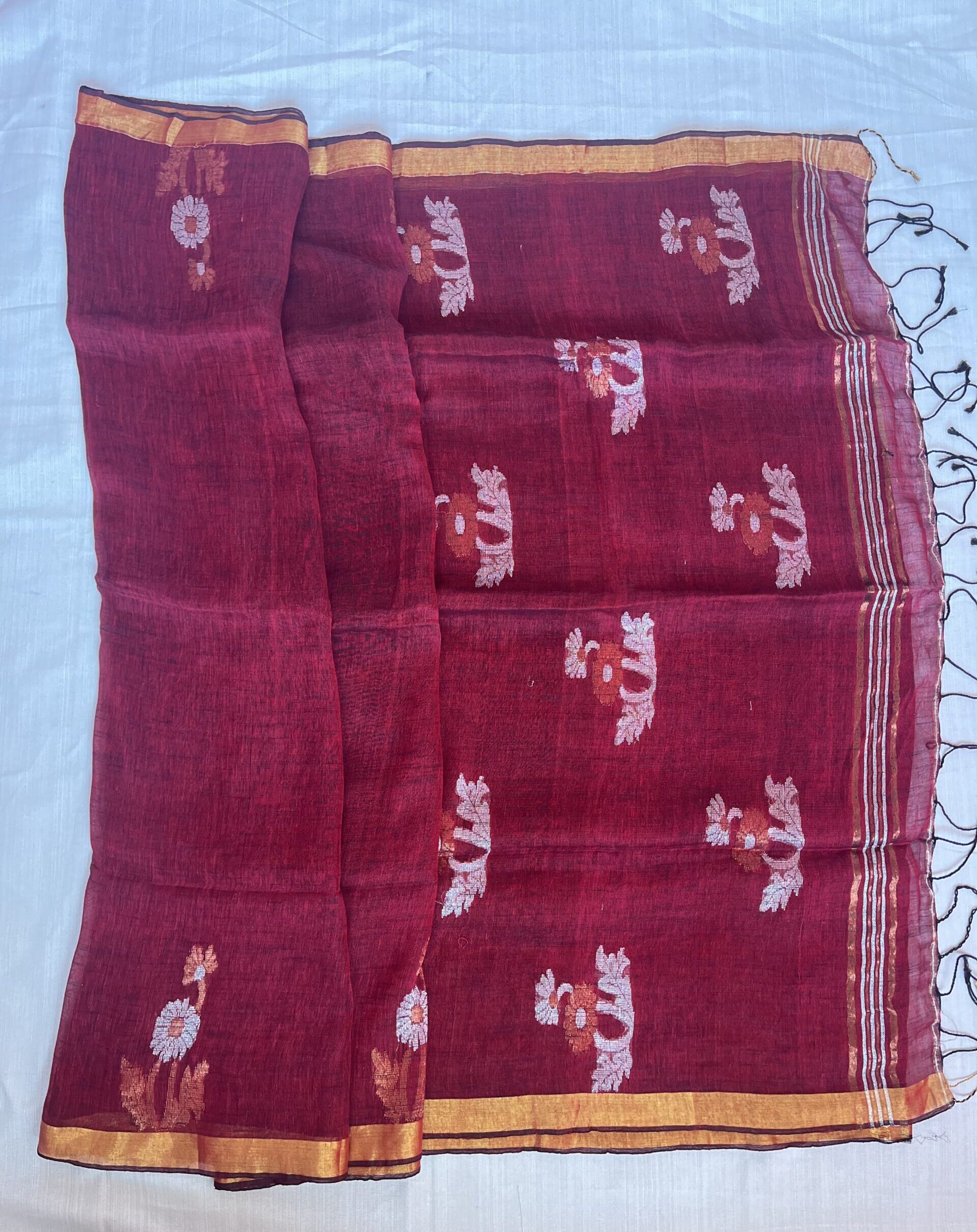 pure linen saree