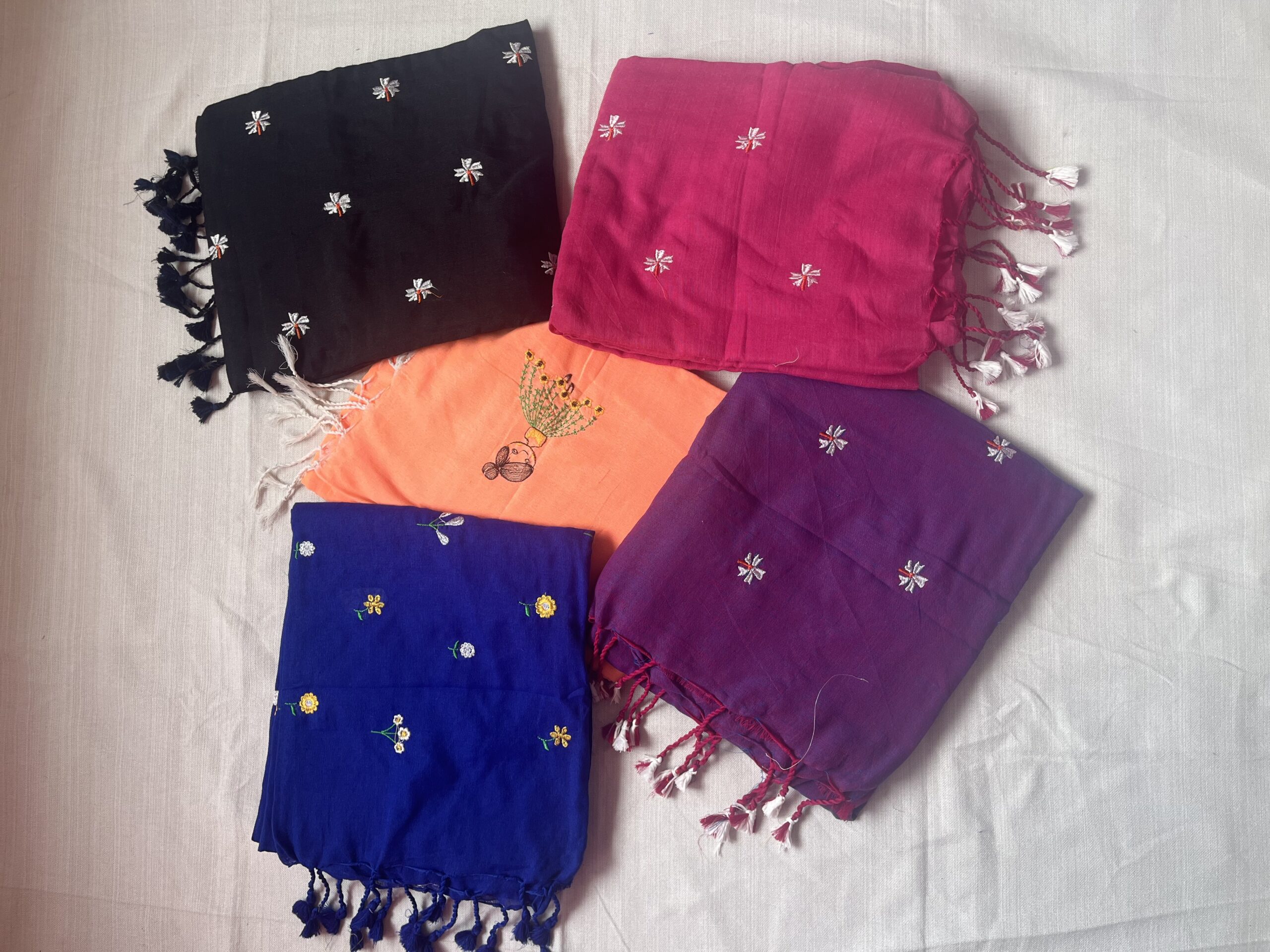 khadi cotton embroidery saree