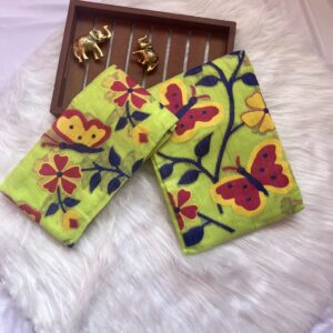 Jamdhani Muslin Cotton Butterfly Pattern Salwar Suits SSJMCB04 - Light Green