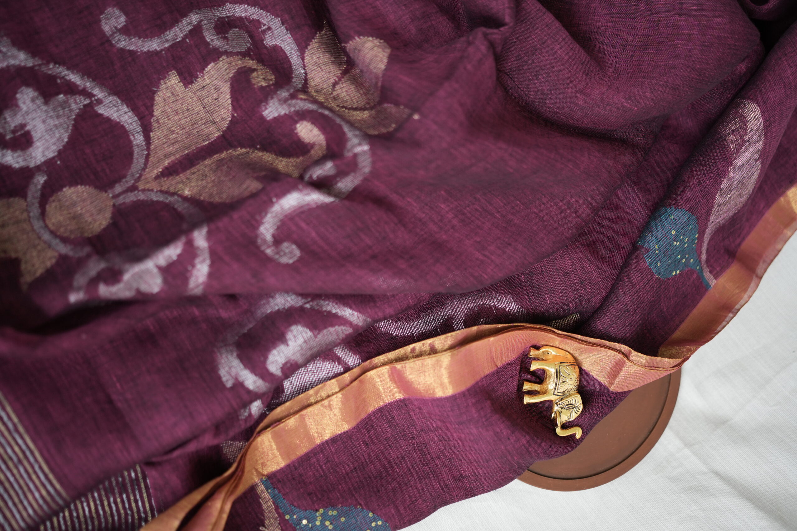 Pure Linen Saree PLPGM12 - Image 2