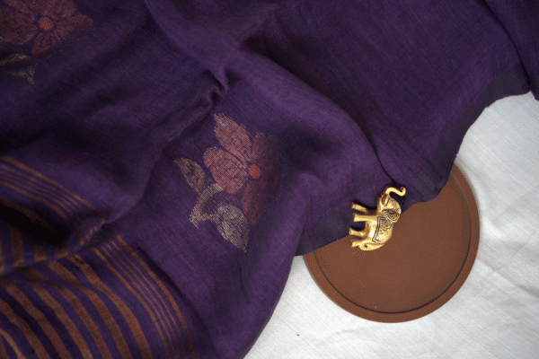 Pure Linen Saree PLPGM12 - Image 7