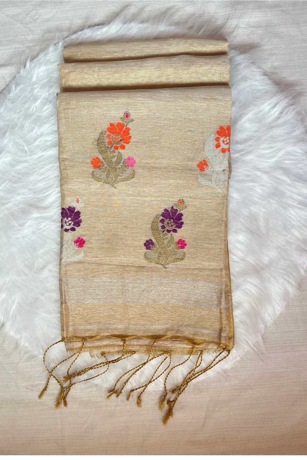 tissue linen saree