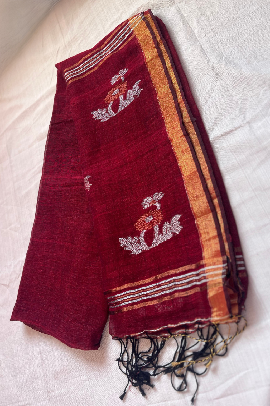 pure linen saree