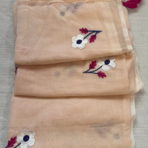 mulmul cotton embroidery saree