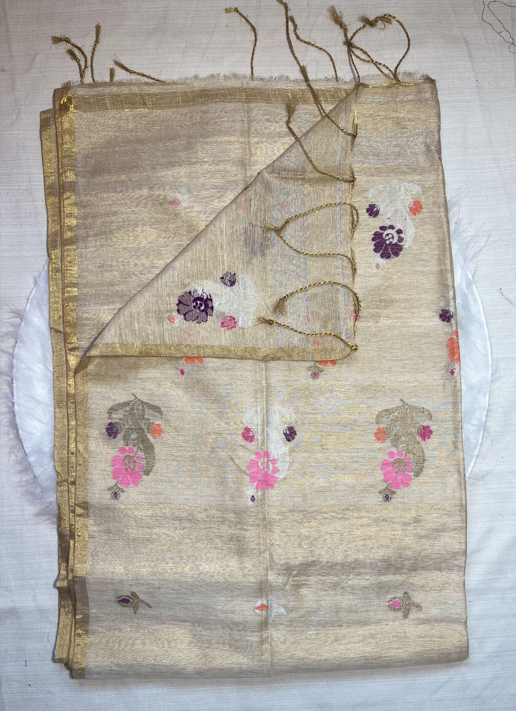 tissue linen saree