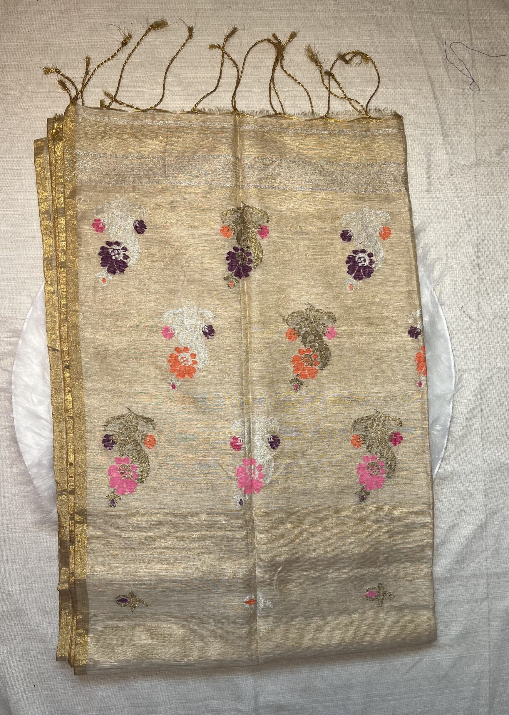 tissue linen saree