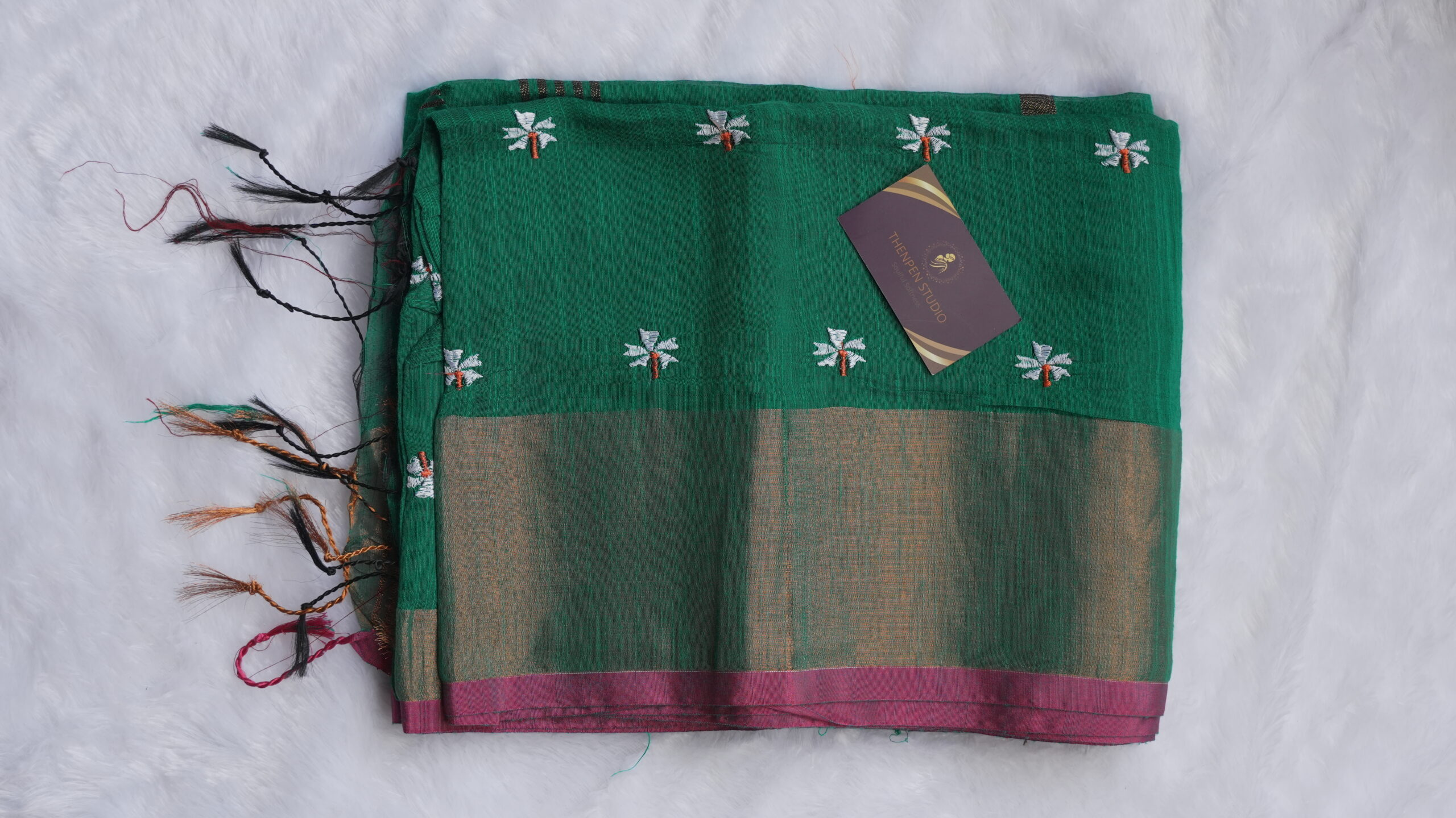 Silk Cotton Embroidery Sarees PSCE05 - Image 4