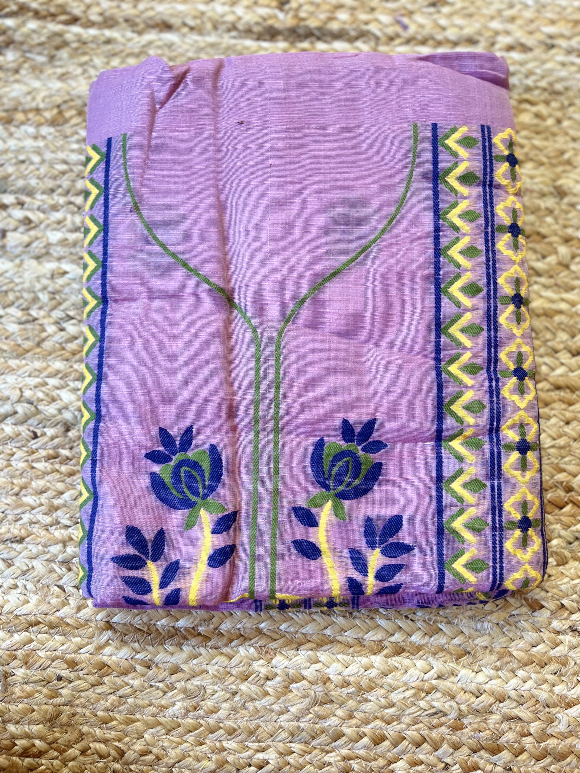 Silk Cotton Salwar Suit with Embroidery Neck Pattern - Image 2
