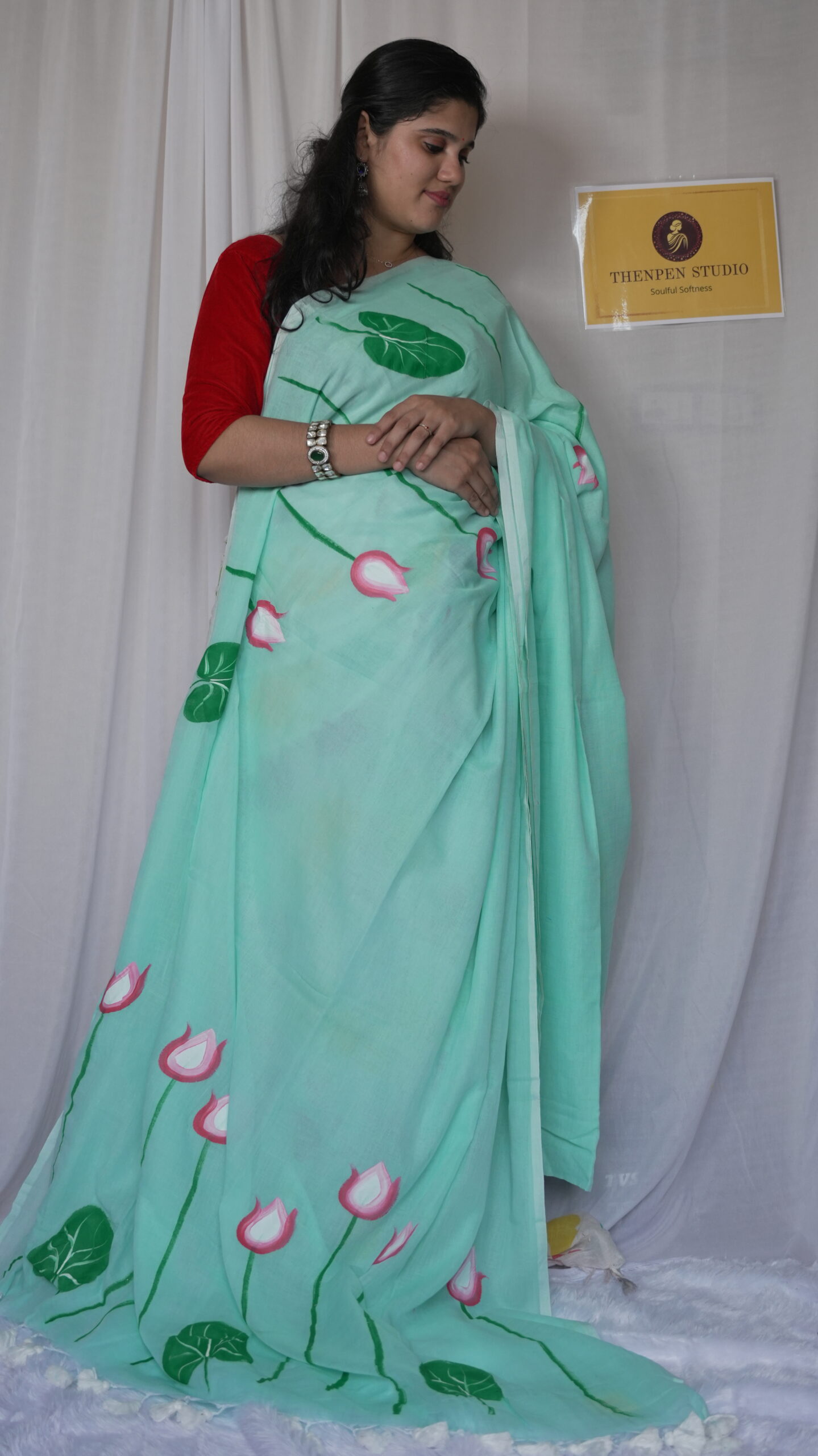 Handpainted Mulmul Cotton Sarees HPMMC06 - Image 7