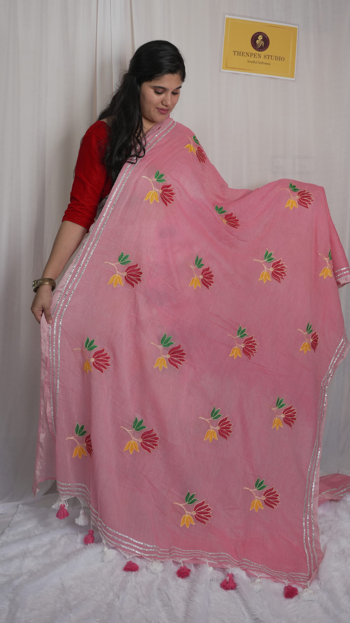 MulMul Cotton Embroidery Sarees MMCE06 - Image 3