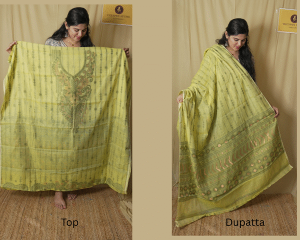 Silk Cotton Salwar Suits With Embroidery Neck Pattern - Image 2