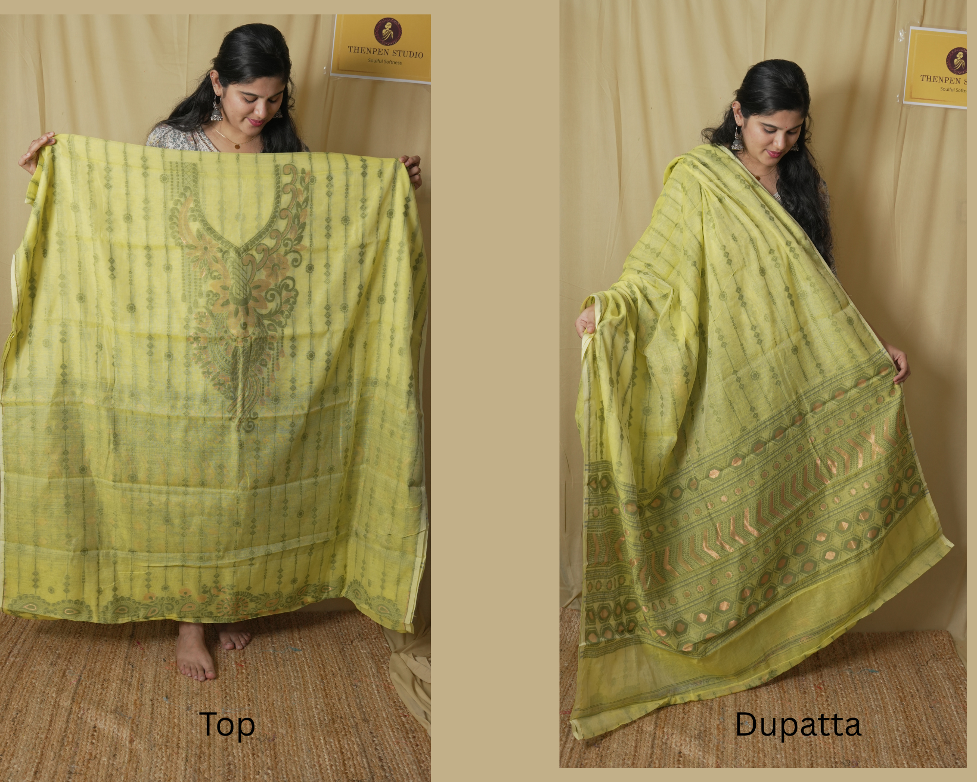 Silk Cotton Salwar Suits With Embroidery Neck Pattern - Image 2