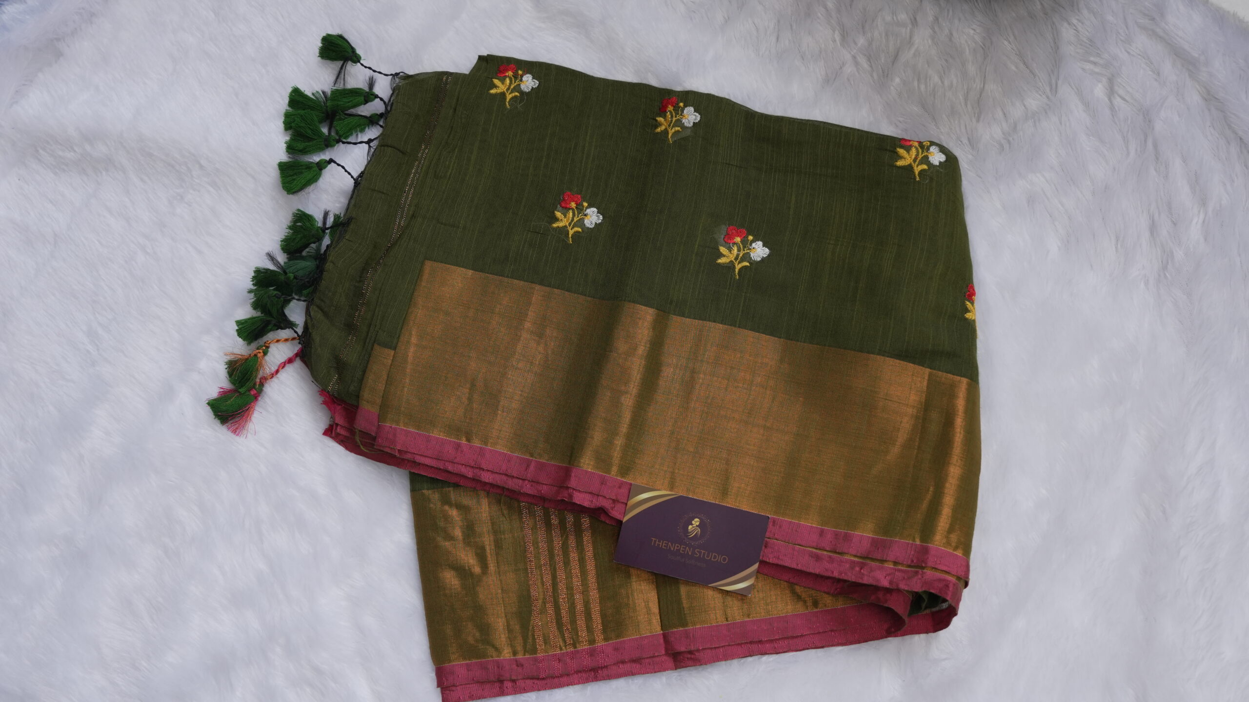 Silk Cotton Embroidery Sarees PSCE05 - Image 5