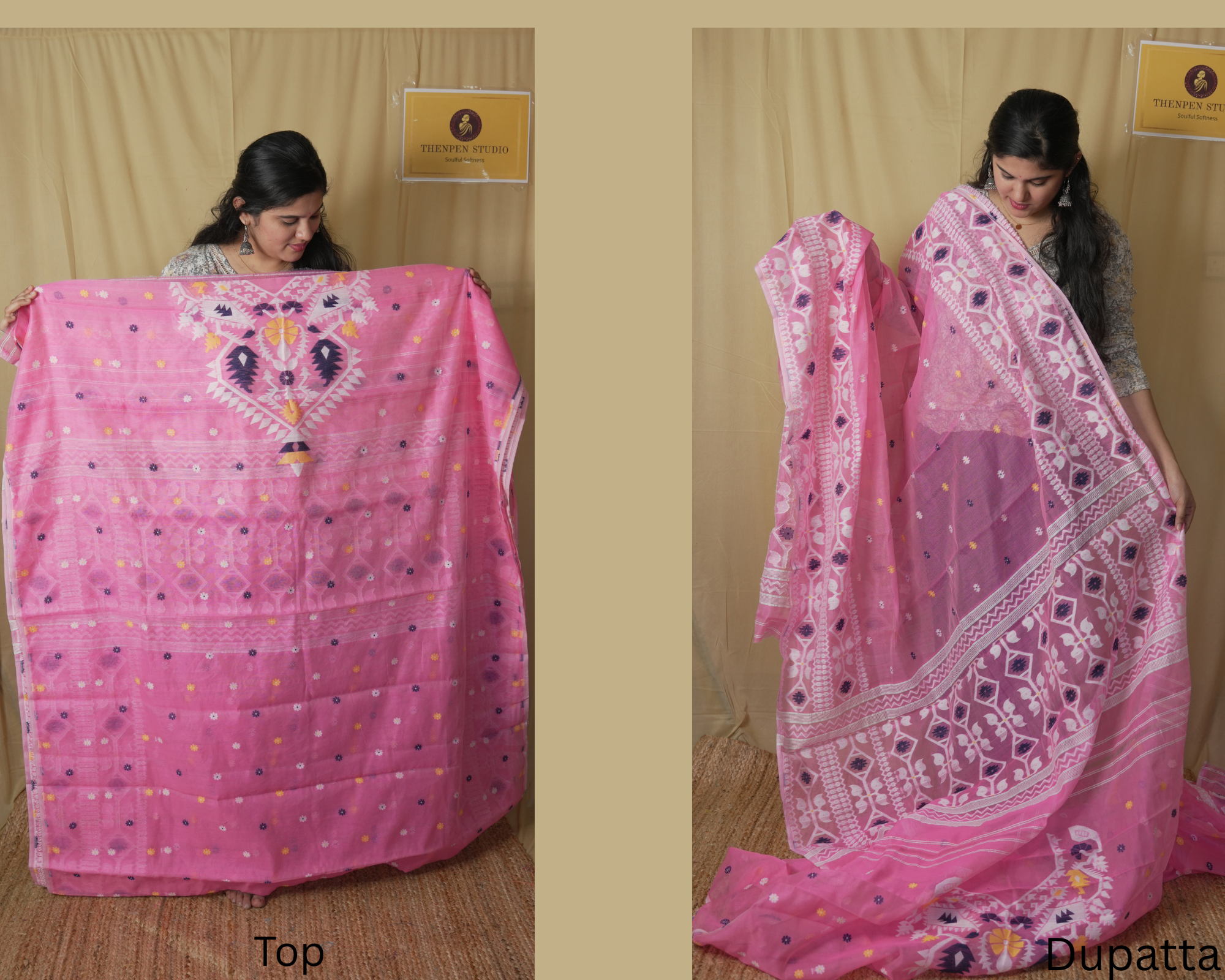 Silk Cotton Salwar Suits With Embroidery Neck Pattern - Image 3