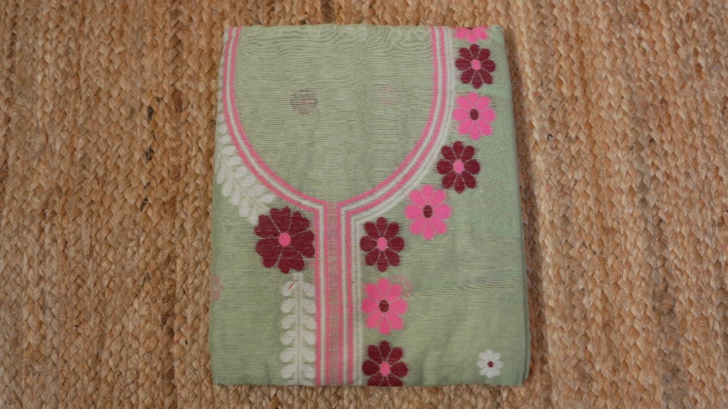 Silk Cotton Salwar Suits With Embroidery Neck Pattern - Image 5
