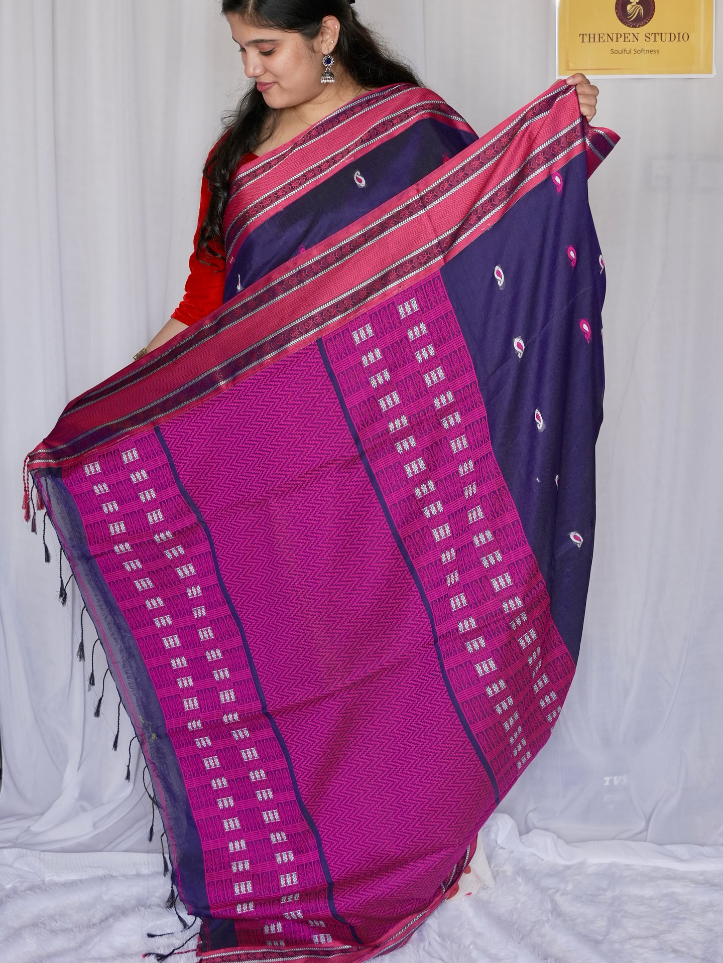 Pure Cotton With Handloom Pallu Sarees PCHP07 - Image 2