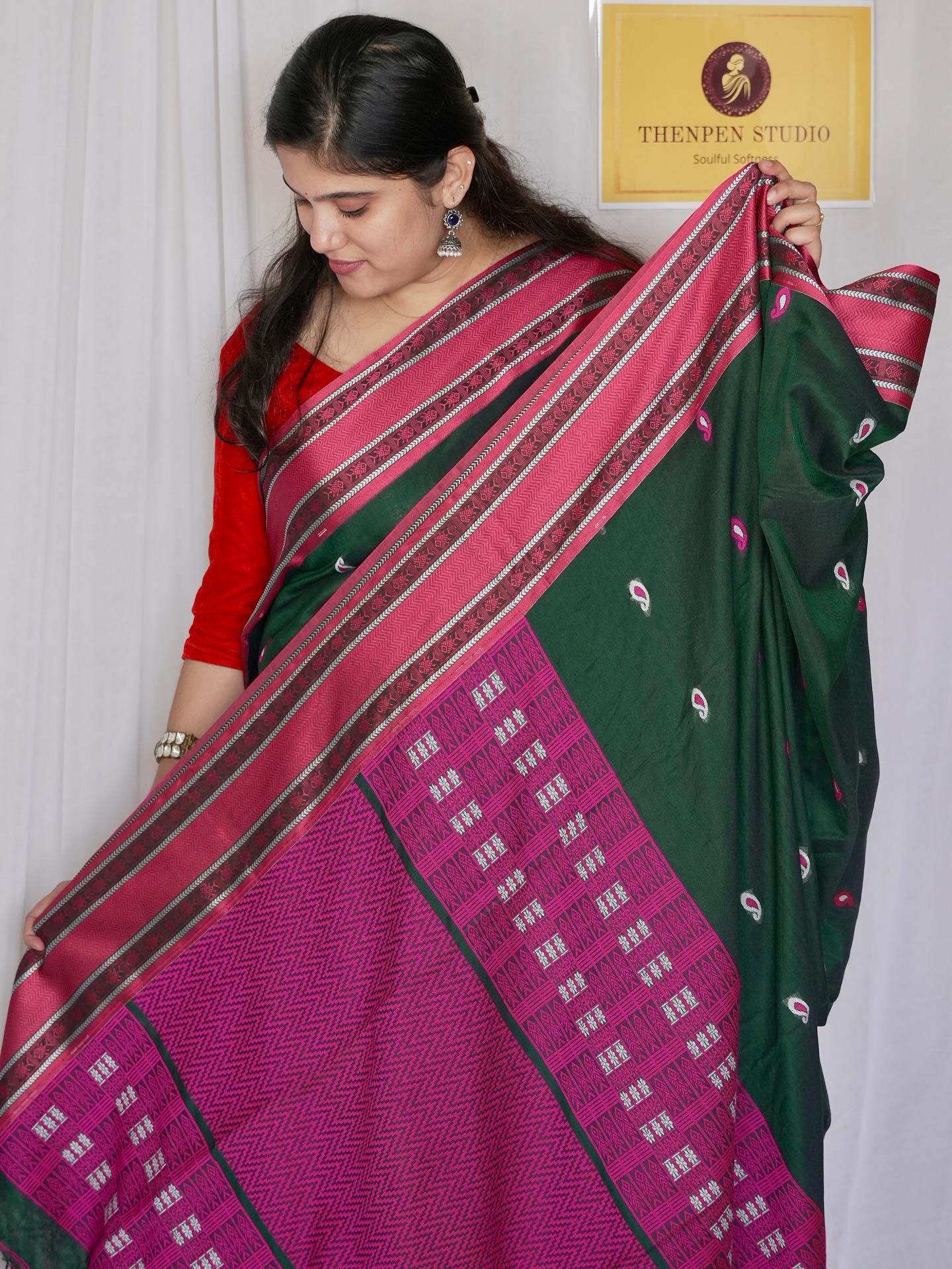 Pure Cotton With Handloom Pallu Sarees PCHP07 - Image 3