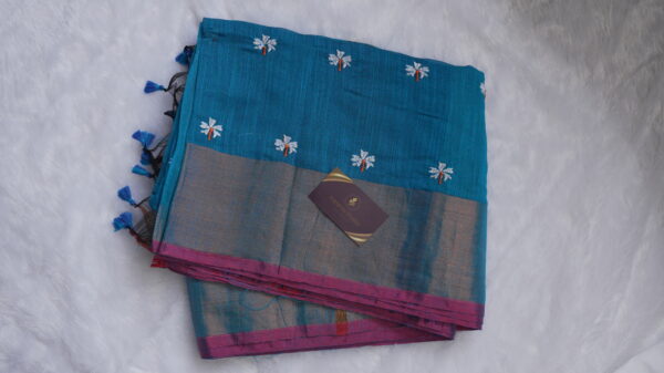 Silk Cotton Embroidery Sarees PSCE05 - Image 8