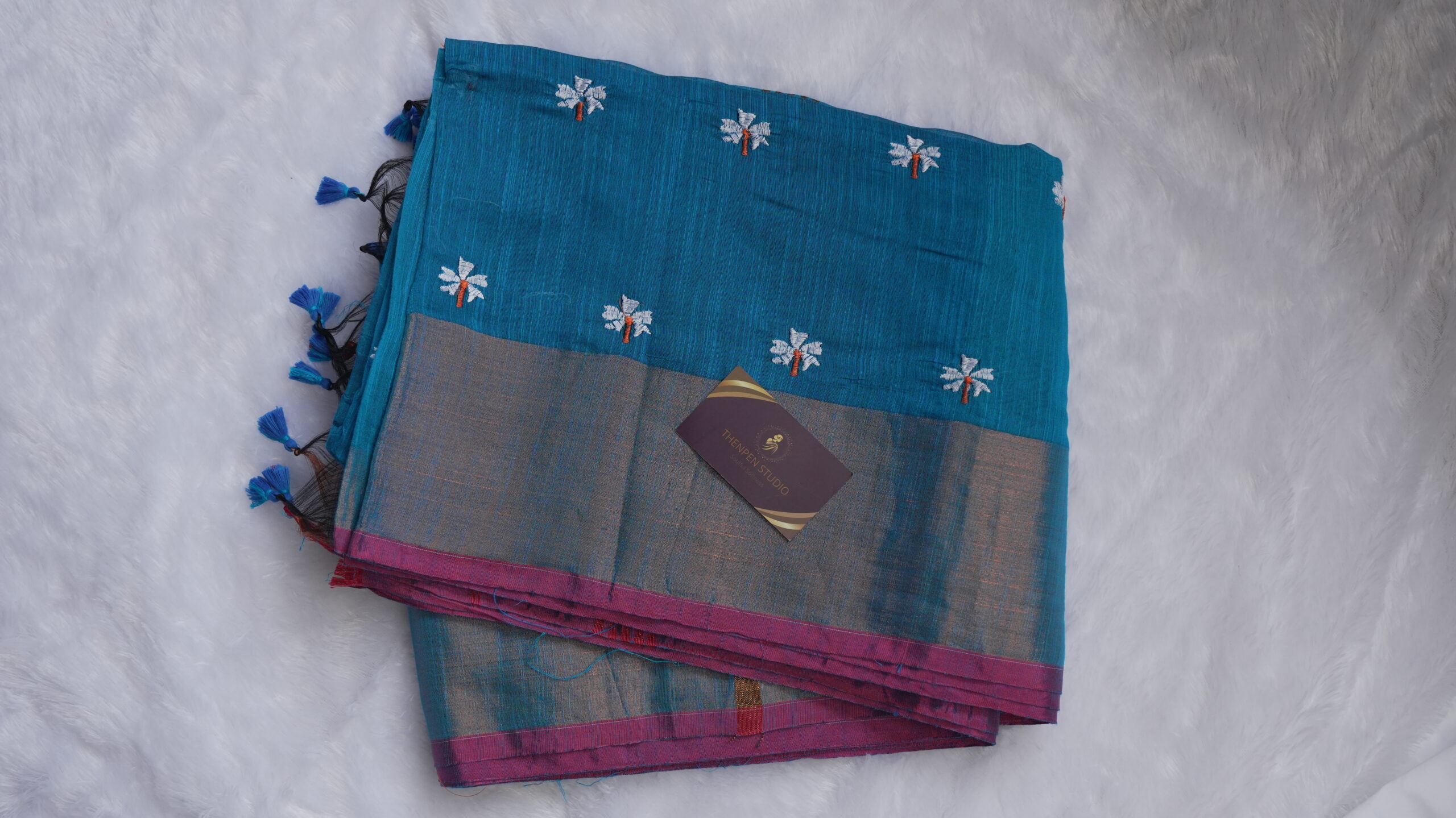 Silk Cotton Embroidery Sarees PSCE05 - Image 8