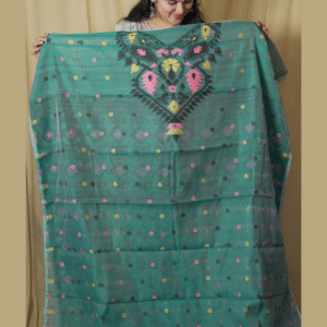 Silk Cotton Salwar Suits With Embroidery Neck Pattern