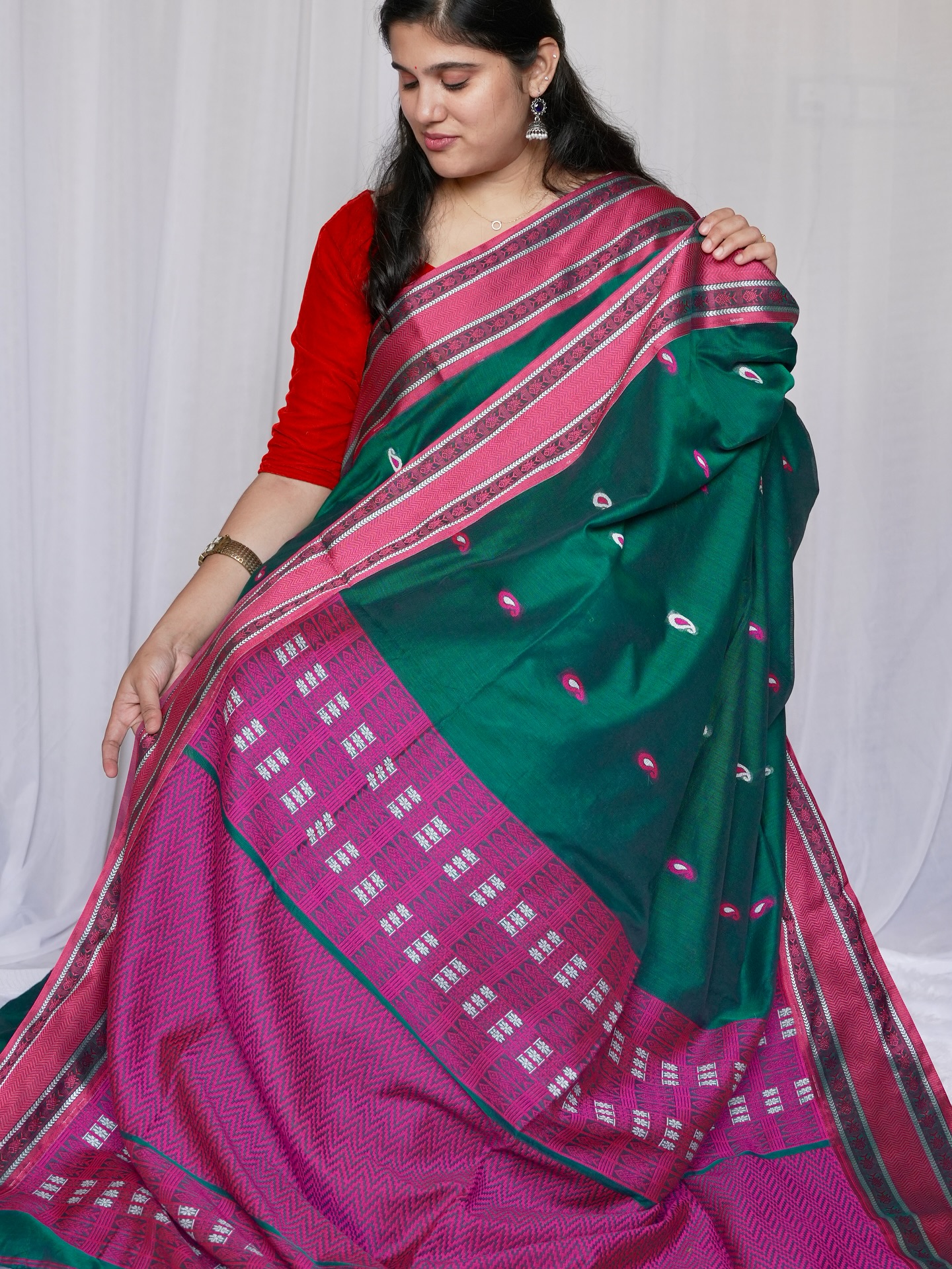 Pure Cotton With Handloom Pallu Sarees PCHP07 - Image 4