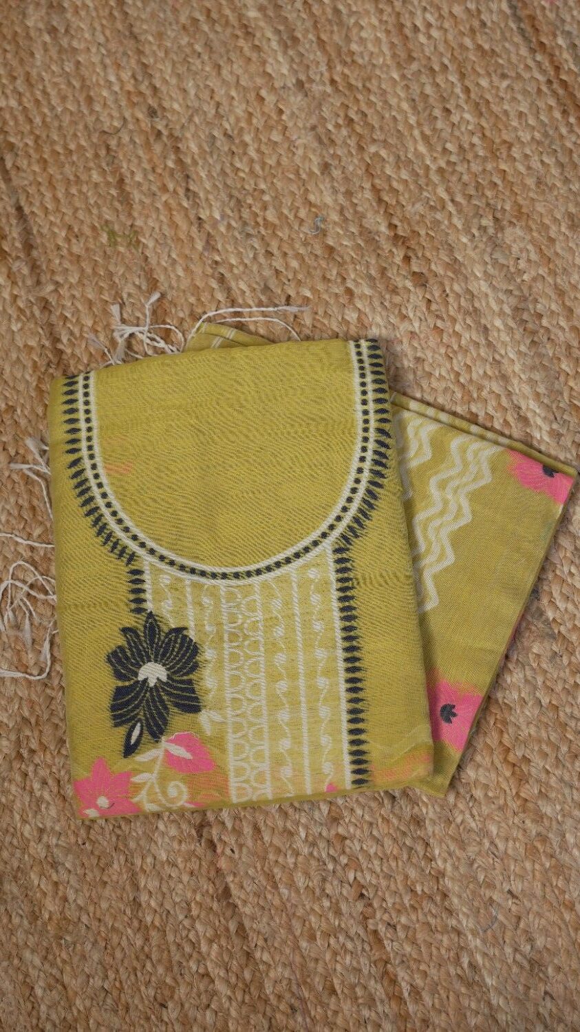 Silk Cotton Salwar Suits With Embroidery Pattern - Image 3