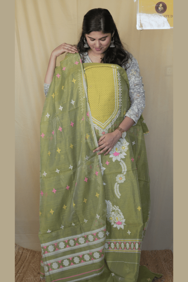 Silk Cotton Salwar Suit with Embroidery Neck Pattern SSSCGL06