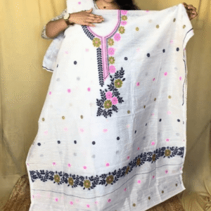 Silk Cotton Salwar Suits With Embroidery Neck Pattern