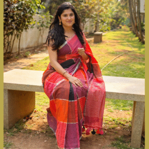 Checked MulMul Cotton Saree