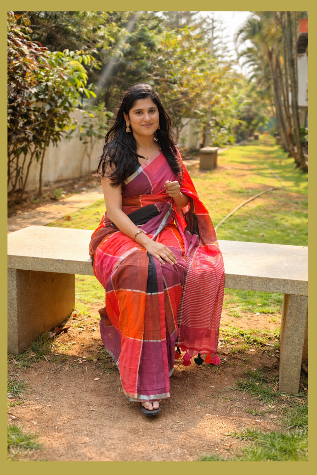 Checked MulMul Cotton Saree