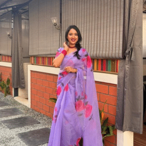 Lavender Bloom Organza Saree